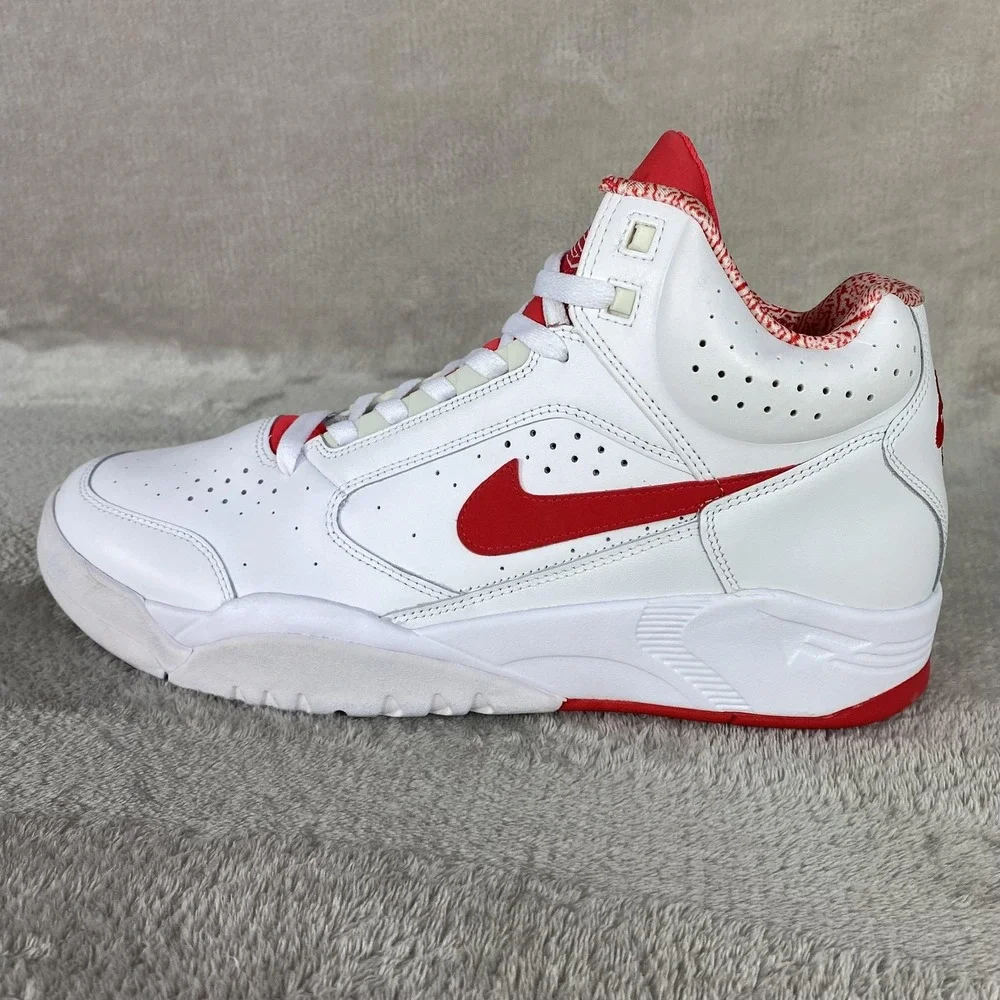 Nike Air Flight Lite II Shoes Mens Size 13 Red White Leather Basketball Sneakers